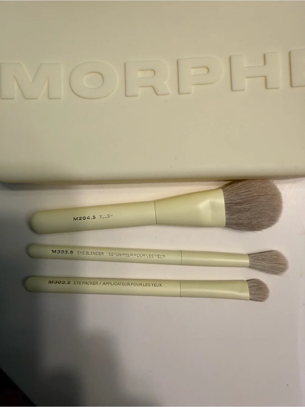 Morphe Pale Yellow 3-Piece Travel Brush Set with Matching Case